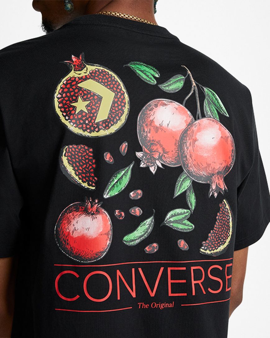 T-Shirts Barbati Converse Pomegranate Grafice Negrii | RO DSJWK087